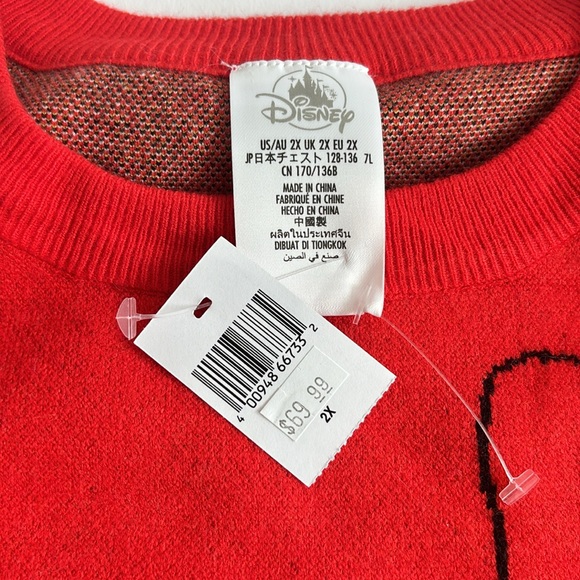 Disney Minnie Mouse Red and White Polka Dots Character Pullover Knit Sweater 2X - Picture 3 of 9